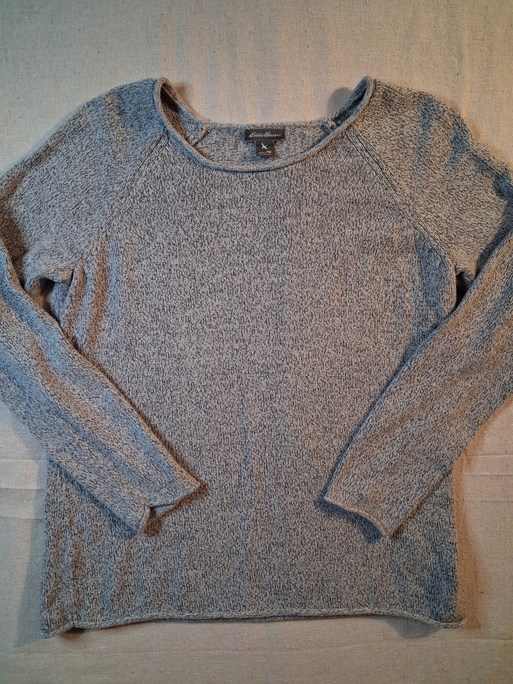 Eddie Bauer Heathered-Gray Knit Crewneck Sweater Women's Size Petite Medium